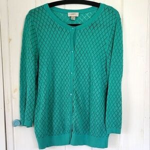 Loft Fine Knit Scoop Next Botton Down Cardigan